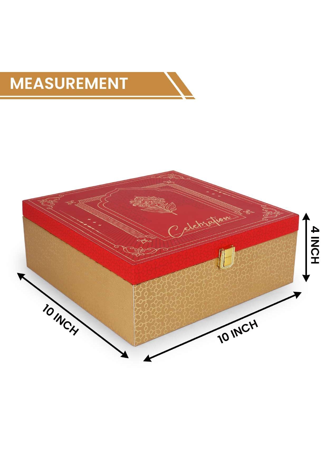 Premium 4 Jar Red Celebration Gift Box – 9.5x9.5x4 Inches