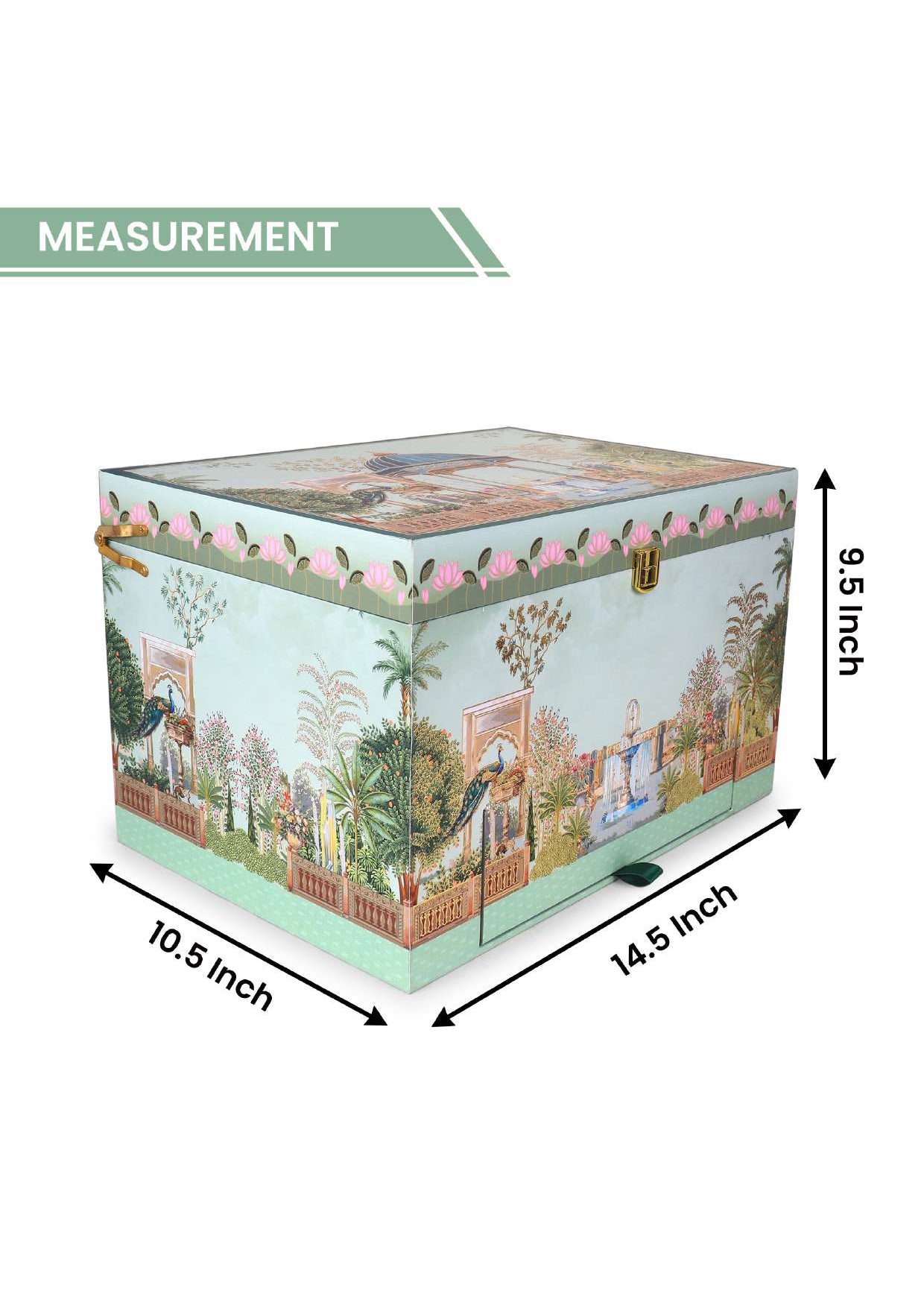 Premium 4 Jar 8 Cut Garden Peacock Design Gift Box with Double Daker – 10x14x9 Inches
