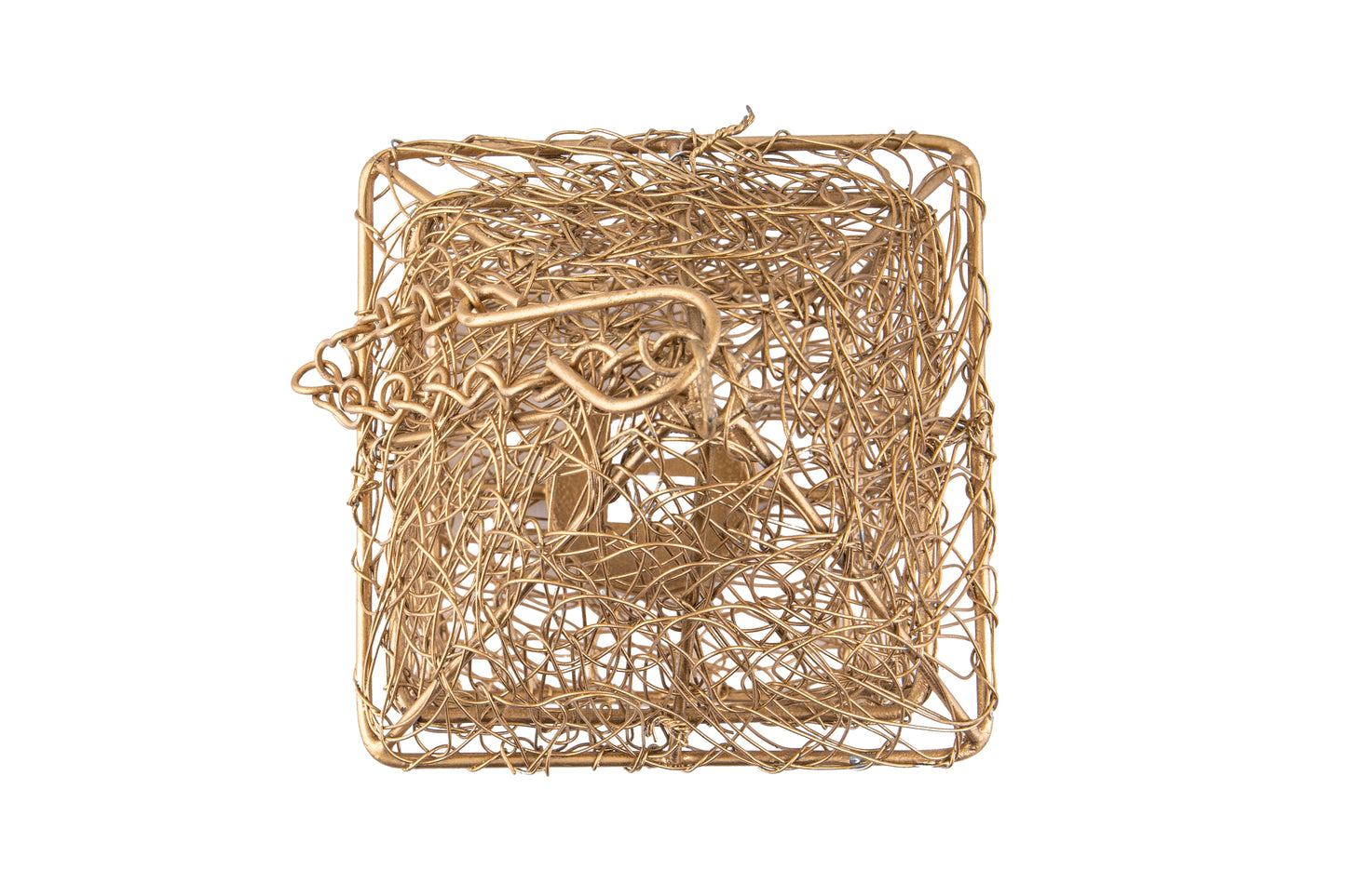 Golden Wire House Hanging Candle Holder- 7 x 5 Inches