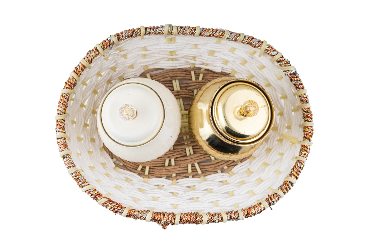 Dual Jar Woven Basket Set 13x10x3