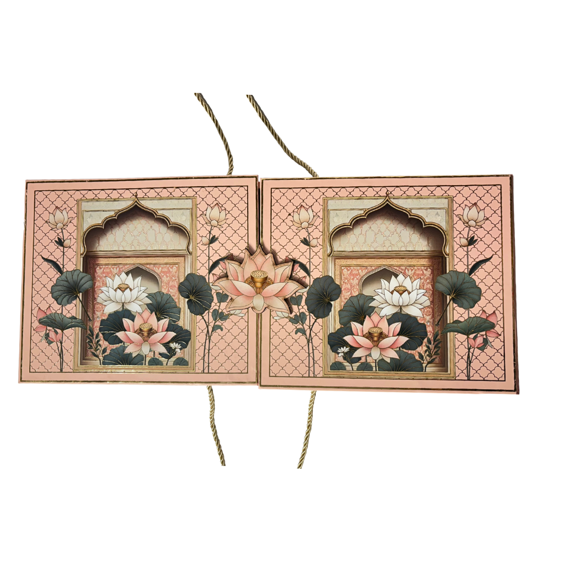 3 Jar Lotus Design Luxury MDF Gift Box with Glass Bottles 14x7x3