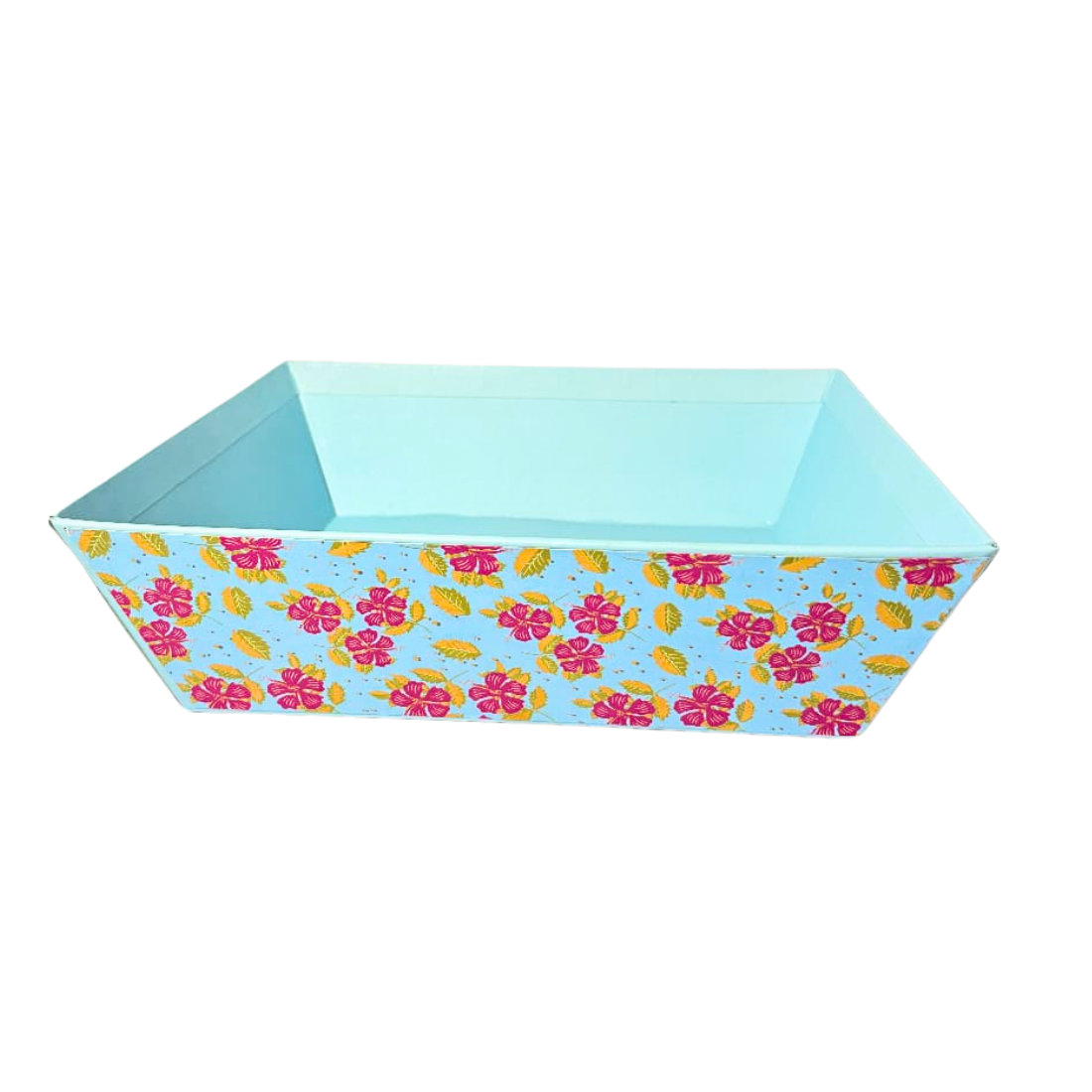 Rectangular MDF Floral Printed Hexa Tray 11.5x11.5x4