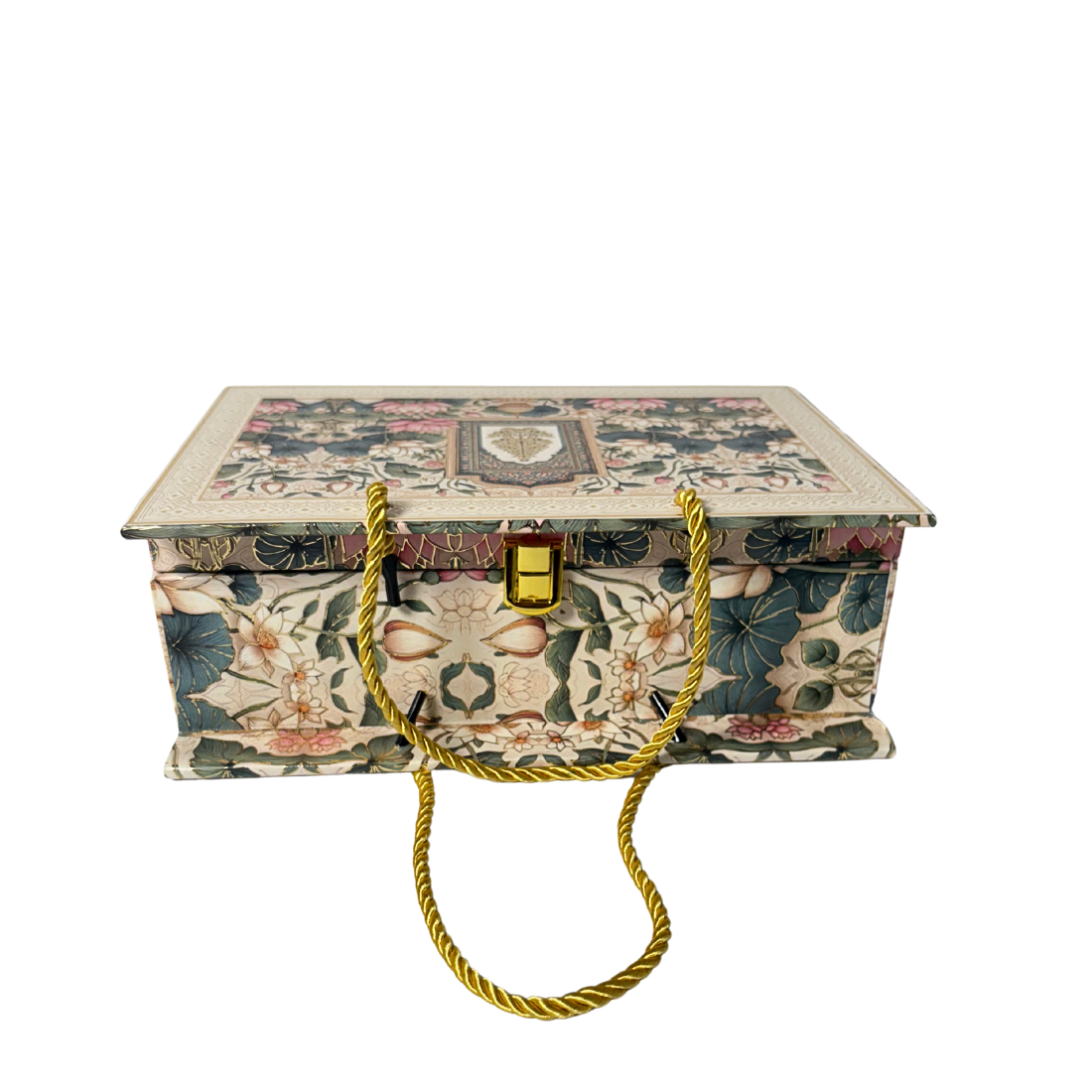 2 Tin Lotus Design Premium Floral MDF Gift Box with Jars 10x7x3.5