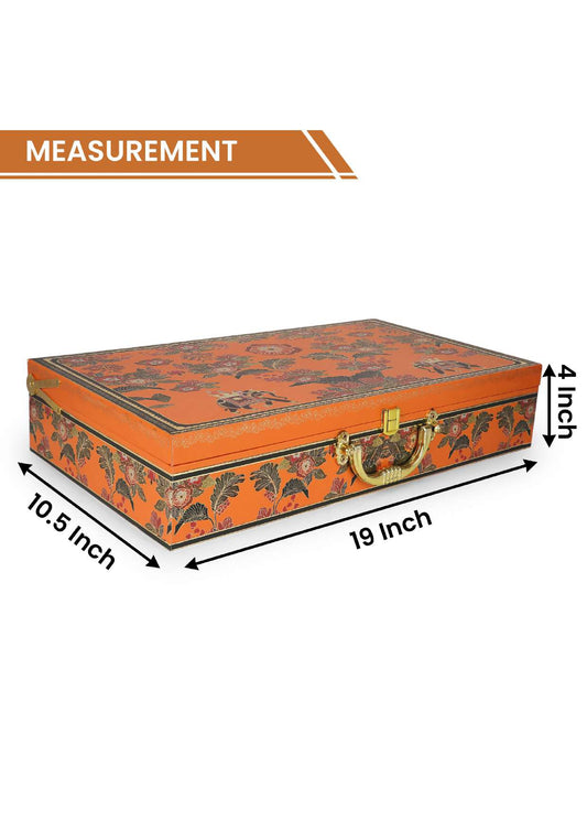 Premium 5 Jar Orange Hathi Floral MDF Gifting Box – 10x18x4 Inches