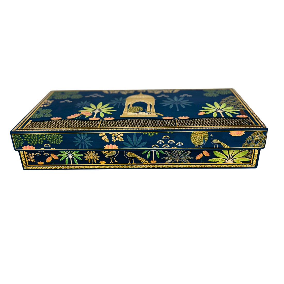 Premium Blue Madhubani Print & Dry Fruit Gift Box 16.5x8.5x4