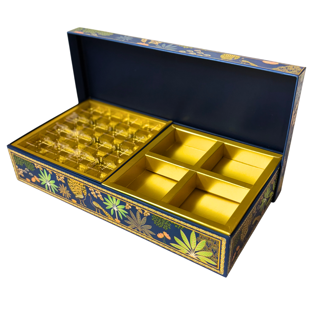 Premium Blue Madhubani Print & Dry Fruit Gift Box 16.5x8.5x4