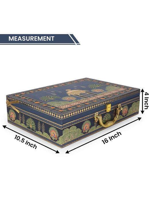 Premium Blue & Gold MDF Gifting Box – 9 x 14 x 4 Inches