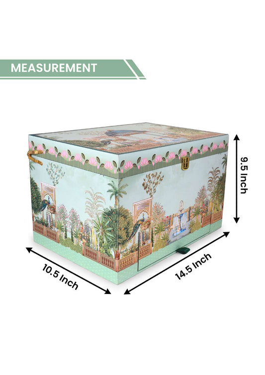Premium 4 Jar 8 Cut Garden Peacock Design Gift Box with Double Daker – 10x14x9 Inches