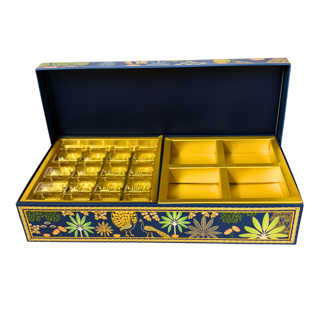 Premium Blue Madhubani Print & Dry Fruit Gift Box 16.5x8.5x4