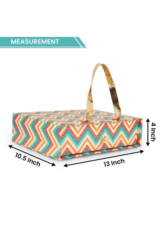 Premium Chevron Pattern Gift Box with Handle & Drawer – 13 x 10.5 x 4 Inches