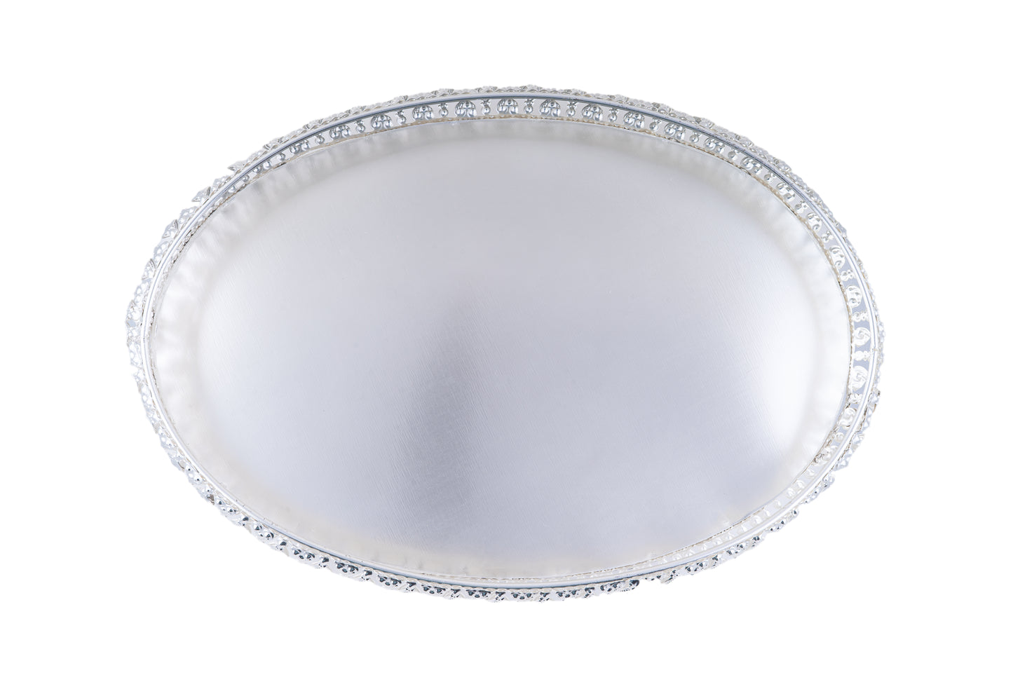 German Silver-Plated Oval Designer Tray 8x13x2.5