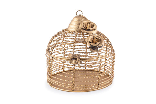 Golden Round Metal gift Basket- 7 x 5 Inches