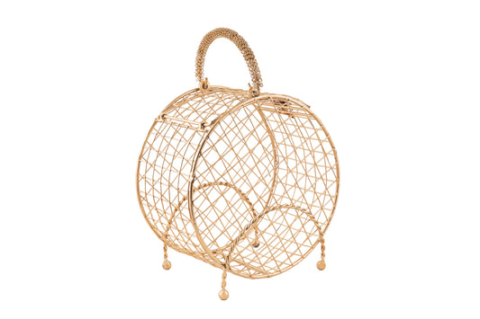 Golden Round Metal Wire Basket- 7 x 5 Inches