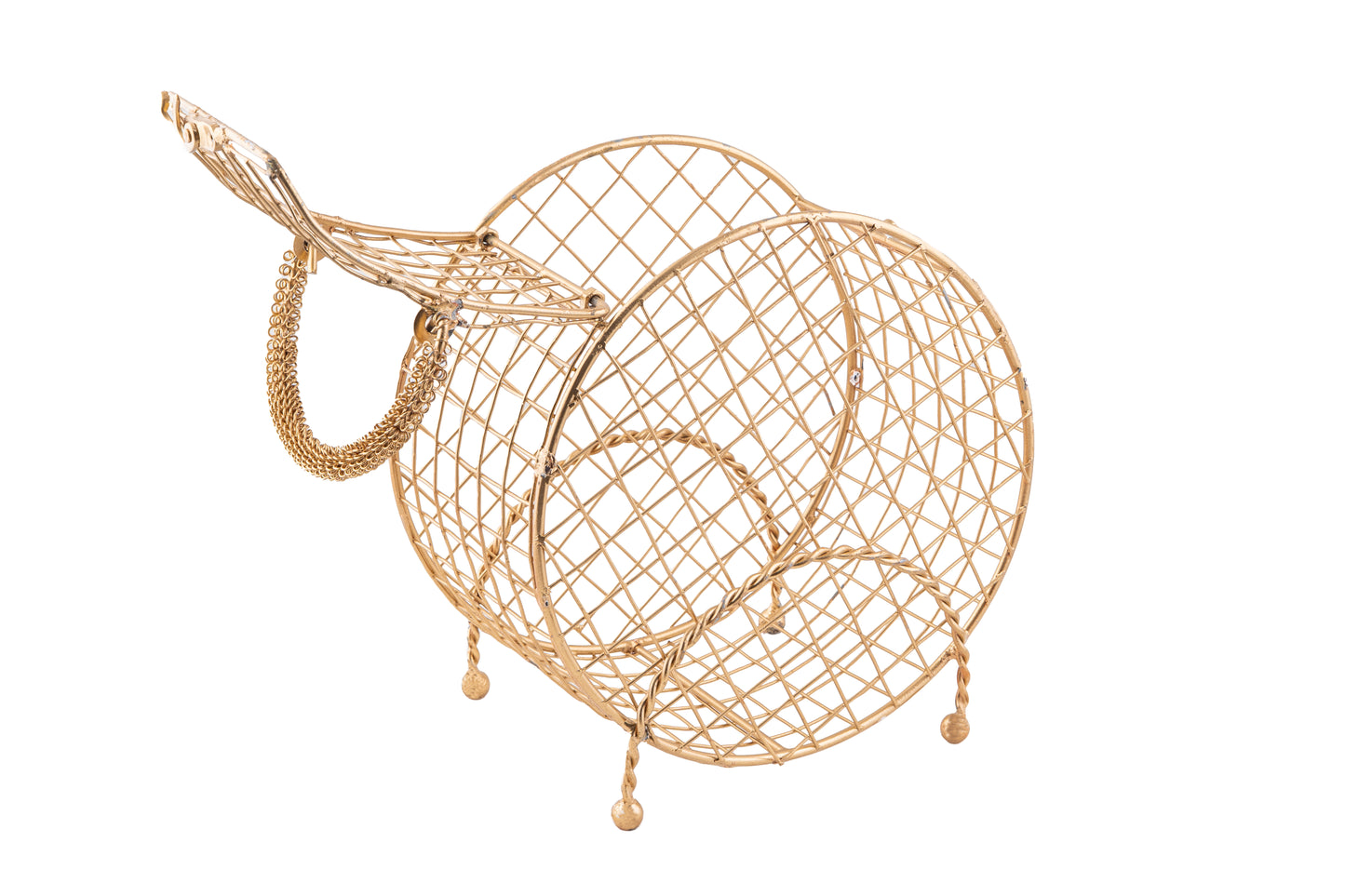 Golden Round Metal Wire Basket- 7 x 5 Inches