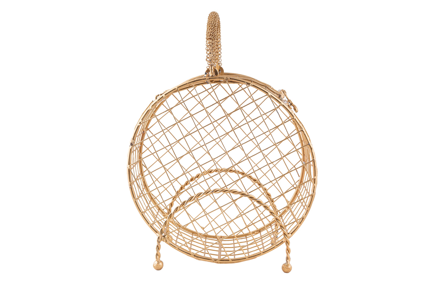 Golden Round Metal Wire Basket- 7 x 5 Inches