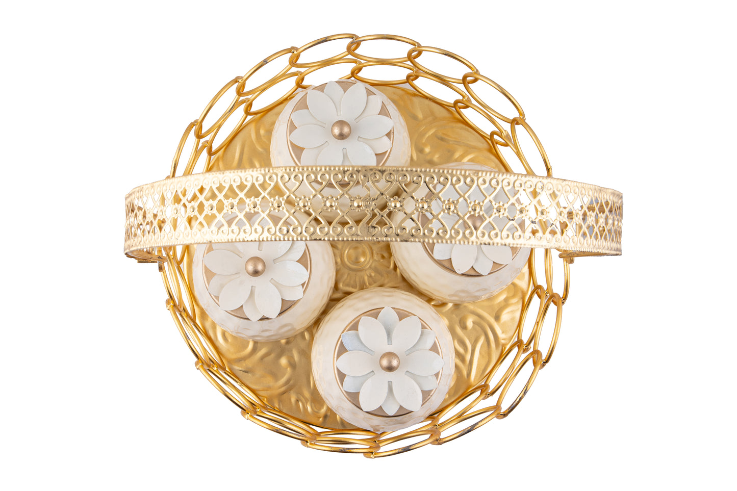 Premium Golden Mesh Round Basket 10 x 10 x 4 Inches