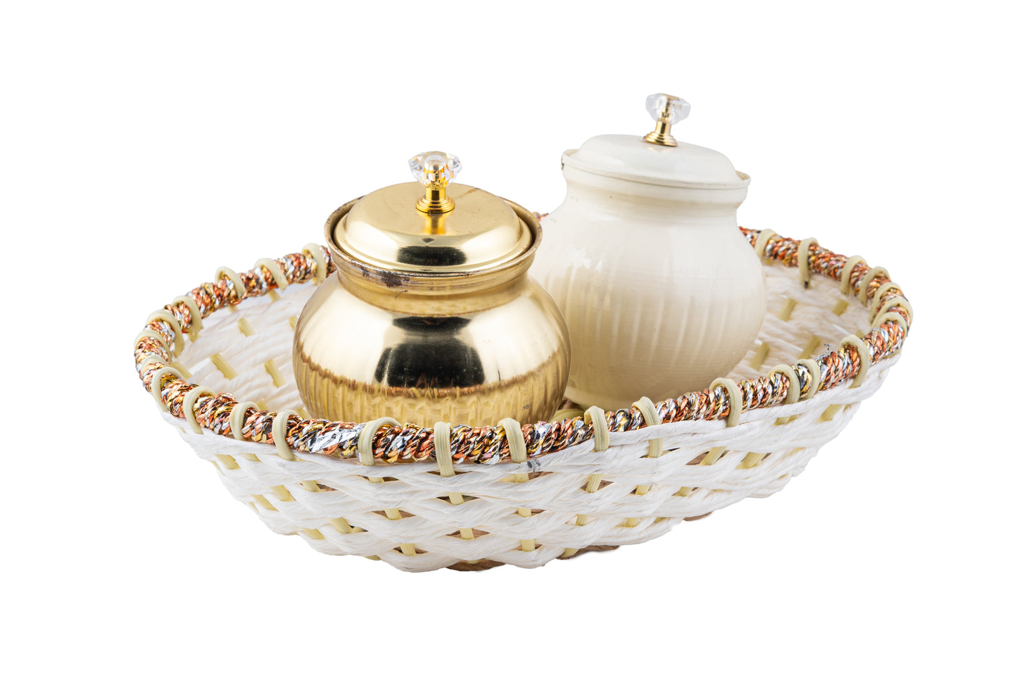 Dual Jar Woven Basket Set 13x10x3