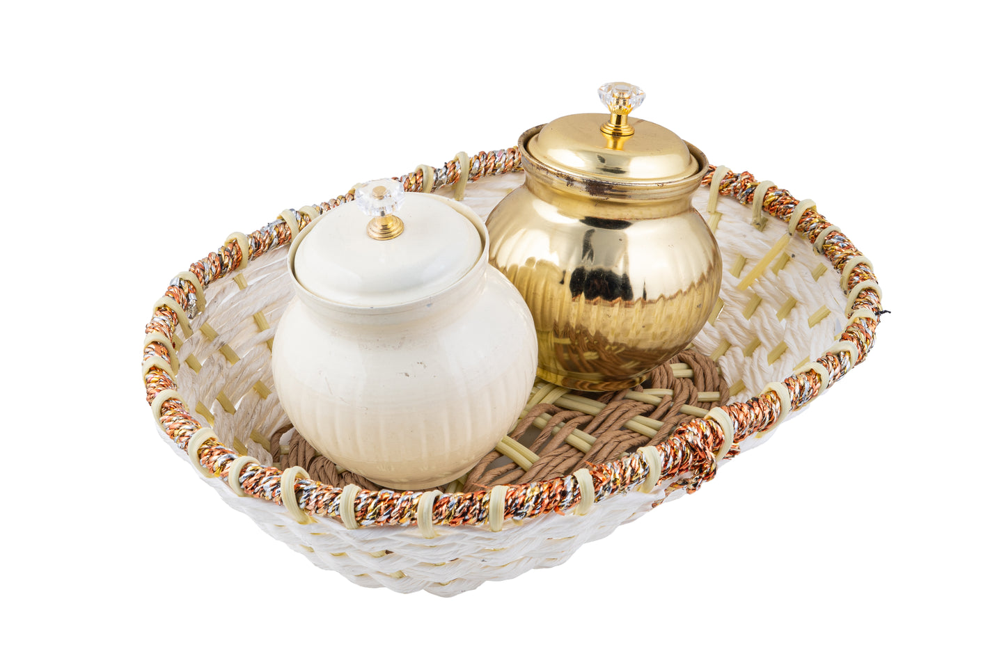 Dual Jar Woven Basket Set 13x10x3