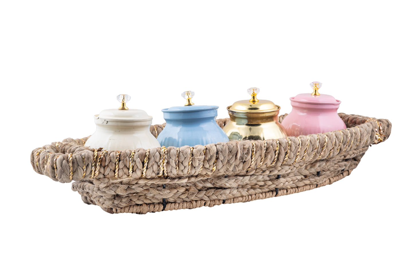 Four Jar Bandh Bunai Joot Tray 21.5x10x3