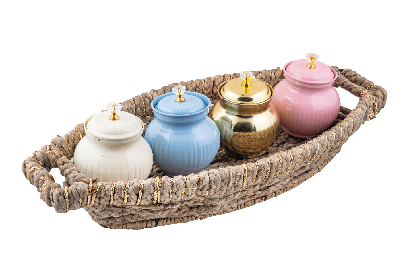 Four Jar Bandh Bunai Joot Tray 21.5x10x3