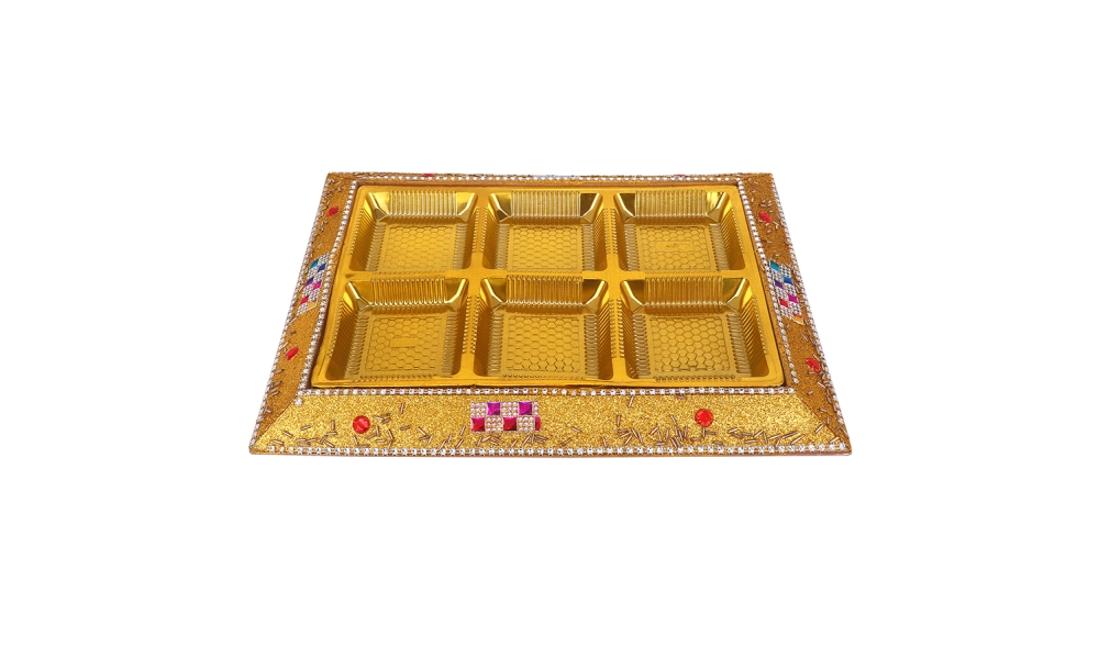 Royal Golden 6-Section Dry Fruit Tray – Decorative Festive Platter by Hi Fashion - Image 4