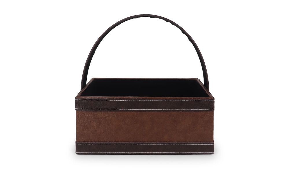 Luxurious Brown MDF Hamper Basket with Handle – Premium Gifting Tray by Hi Fashion - Image 2