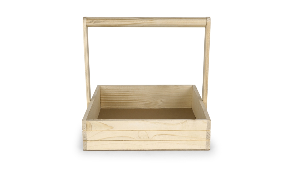 Square Wooden Basket Tray with Handle By Hi Fashion - Image 5