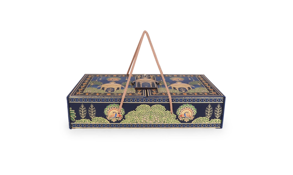Royal Blue Temple Jar Gift Box – 3 Jar Side Open by Hi Fashion - Image 7