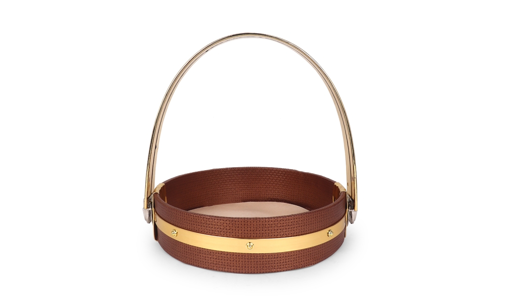 Luxe Round Gifting Basket with Golden Handle – Hi Fashion - Image 2