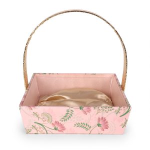 Elegant Floral Pink Gift Basket with Golden Handle – Luxury Gifting by Hi Fashion - Image 2