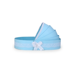 Blue Baby Cradle Gift Basket – Elegant Newborn Hamper Tray by Hi Fashion - Image 4