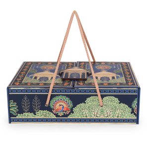 : Royal Peacock Print MDF Gift Box with Handle – Premium Ethnic Gifting Hamper by Hi Fashion - Image 5