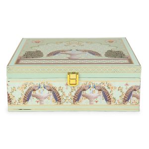 Regal Peacock-Themed 4 Jar MDF Gift Box - Image 4
