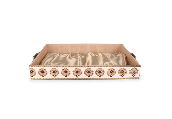 Royal Elegance Gifting Tray – MDF Decorative Serving Tray with Satin Base & Metal Handles - Image 4