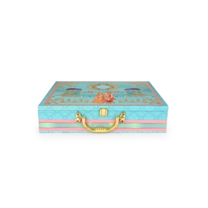 Aqua Blue MDF Dry Fruit Gift Box with Golden Partitions – 7 Section Hamper by Hi Fashion - Image 5