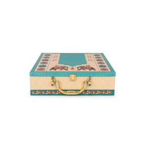 Elegant Beige & Teal Dry Fruit Gift Box – 8 Partition MDF Box by Hi Fashion - Image 7