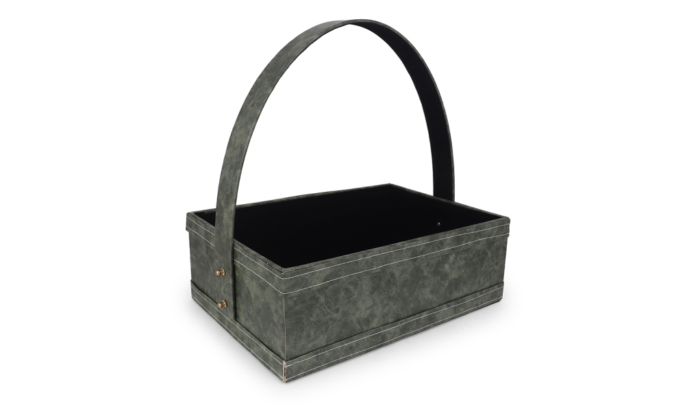 Elegant Green MDF Hamper Basket with Handle – Premium Gifting Tray by Hi Fashion - Image 3