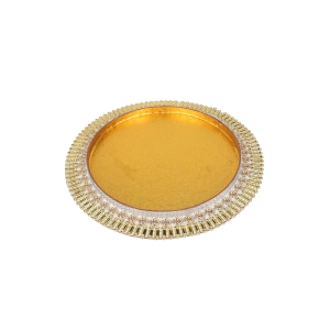 Round Decorative Golden Tray with Beaded Border – Elegant Gifting Platter - Image 3