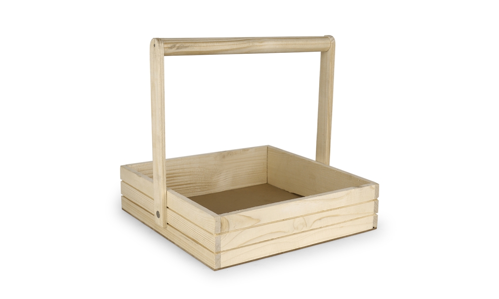 Square Wooden Basket Tray with Handle By Hi Fashion - Image 4