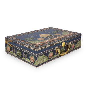 Royal Blue Mughal-Inspired Gift Box with 3 Jars & Sweets Tray – Luxury Hamper by Hi Fashion - Image 6