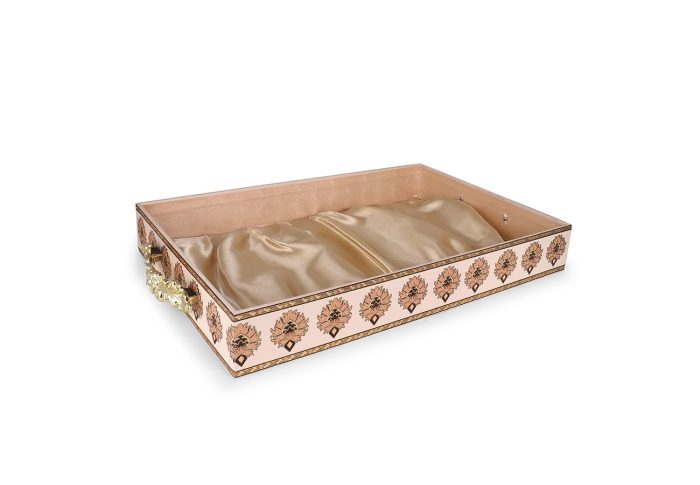 Royal Elegance Gifting Tray – MDF Decorative Serving Tray with Satin Base & Metal Handles