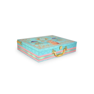 Aqua Blue MDF Dry Fruit Gift Box with Golden Partitions – 7 Section Hamper by Hi Fashion - Image 6