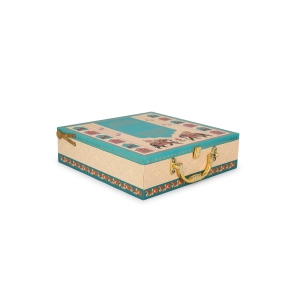 Elegant Beige & Teal Dry Fruit Gift Box – 8 Partition MDF Box by Hi Fashion - Image 2