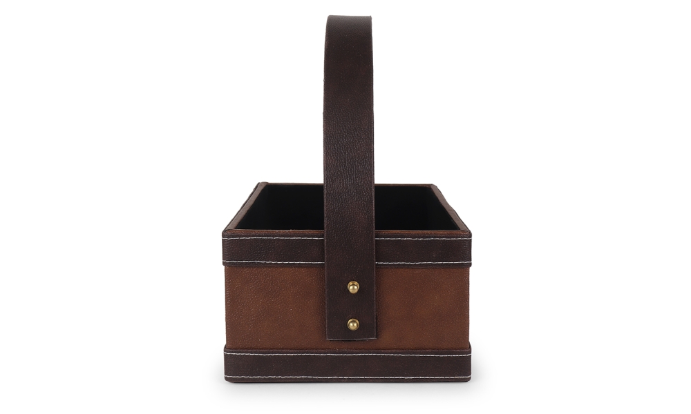 Luxurious Brown MDF Hamper Basket with Handle – Premium Gifting Tray by Hi Fashion - Image 4