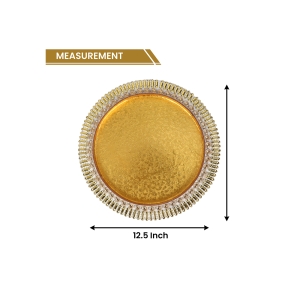 Round Decorative Golden Tray with Beaded Border – Elegant Gifting Platter - Image 2
