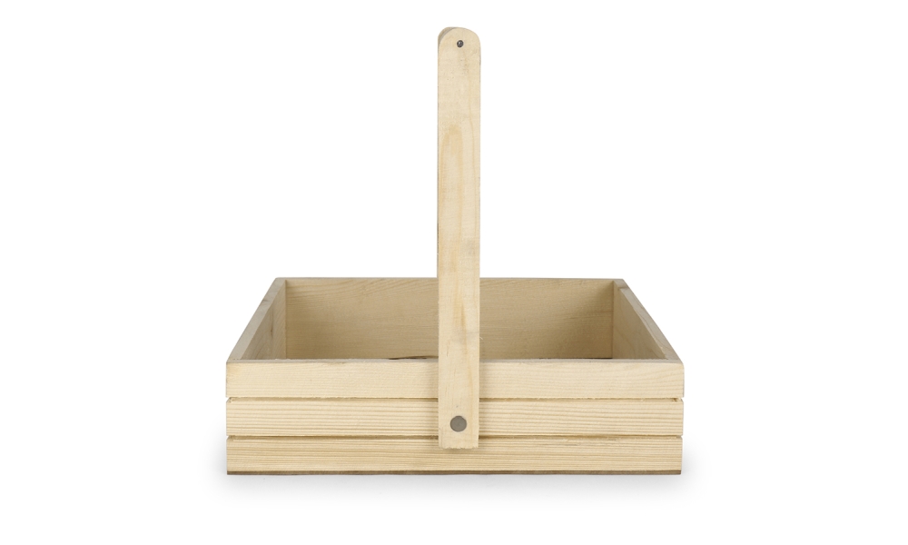 Square Wooden Basket Tray with Handle By Hi Fashion - Image 3