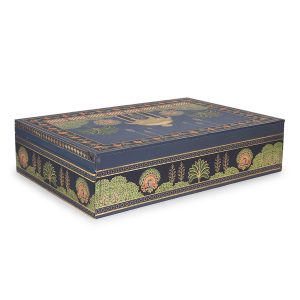 Royal Blue Mughal-Inspired Gift Box with 3 Jars & Sweets Tray – Luxury Hamper by Hi Fashion - Image 7