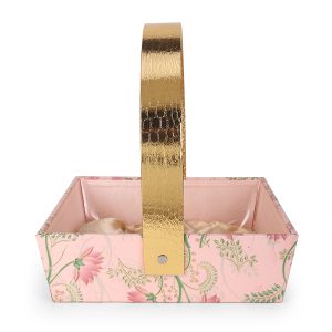 Elegant Floral Pink Gift Basket with Golden Handle – Luxury Gifting by Hi Fashion - Image 3