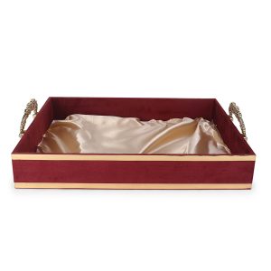 Royal Velvet Wedding Gift Tray with Golden Handles – Premium Gifting Tray by Hi Fashion - Image 2