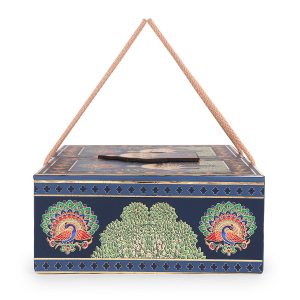 : Royal Peacock Print MDF Gift Box with Handle – Premium Ethnic Gifting Hamper by Hi Fashion - Image 6